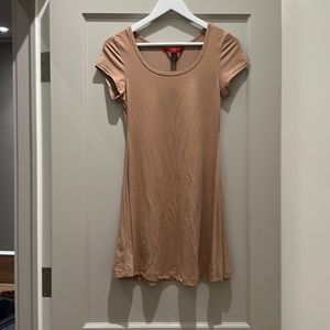 Tan short dress. Suede-like feel